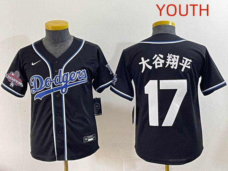 Youth 2025 Los Angeles Dodgers #17 Ohtani Black Three generations Fashion Nike MLB Jersey style 18
